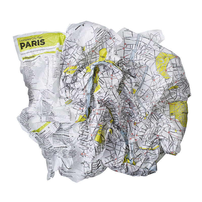 map - crumpled city paris