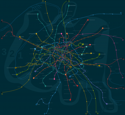 Geolocalized metro map of Paris