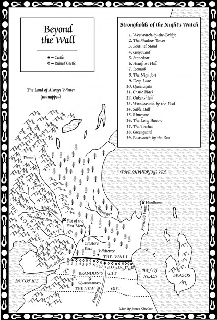 Game of Thrones: Beyond the wall map (from A Storm of Swords)