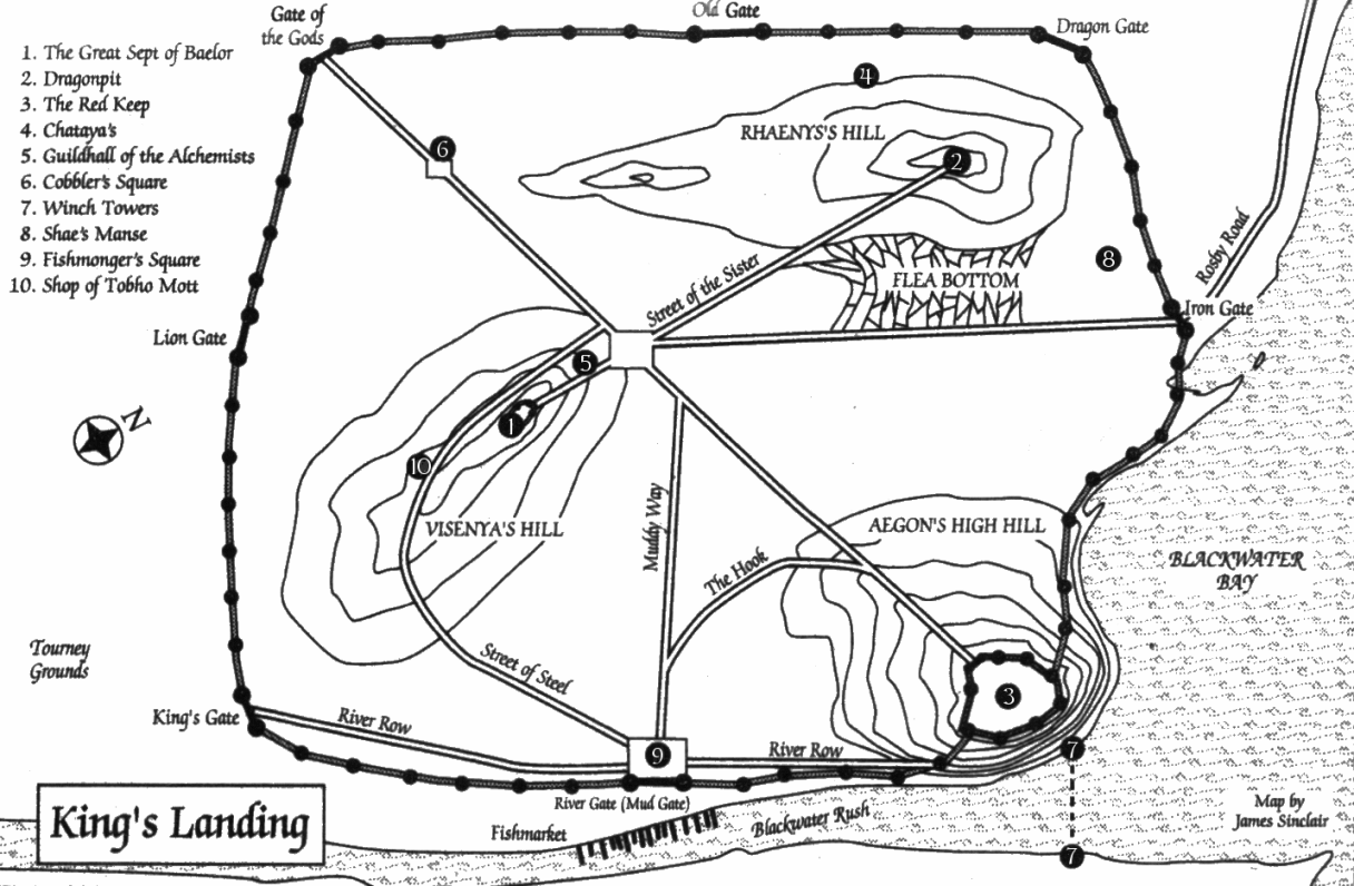 Game of Thrones Kings landing map (from A Clash of Kings)