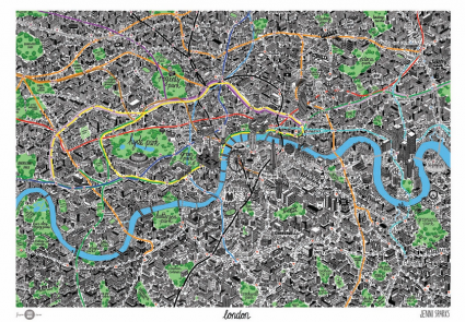 Hand drawn map of London by Jenni Sparks