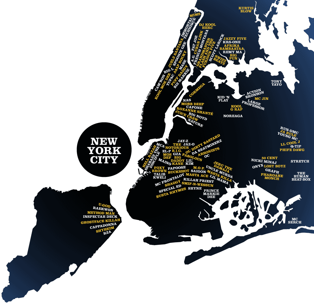 NYC Map of Rappers