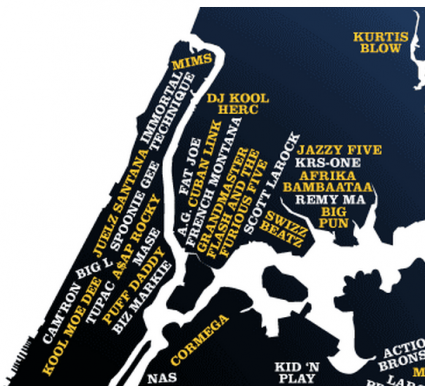 NYC Map of Rappers (Manhattan/Bronx)