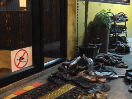 hostel sign no shoes
